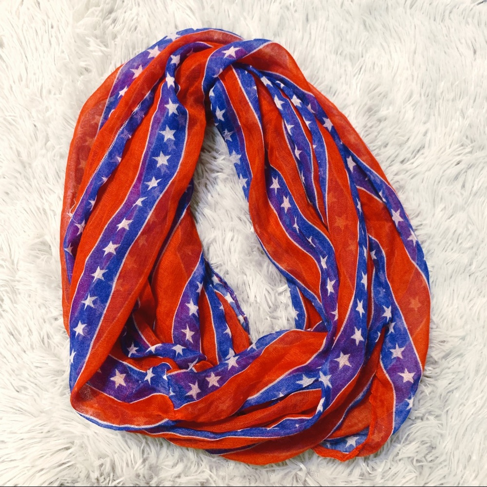 USA Red White Blue Stars & Stripes Infinity Scarf